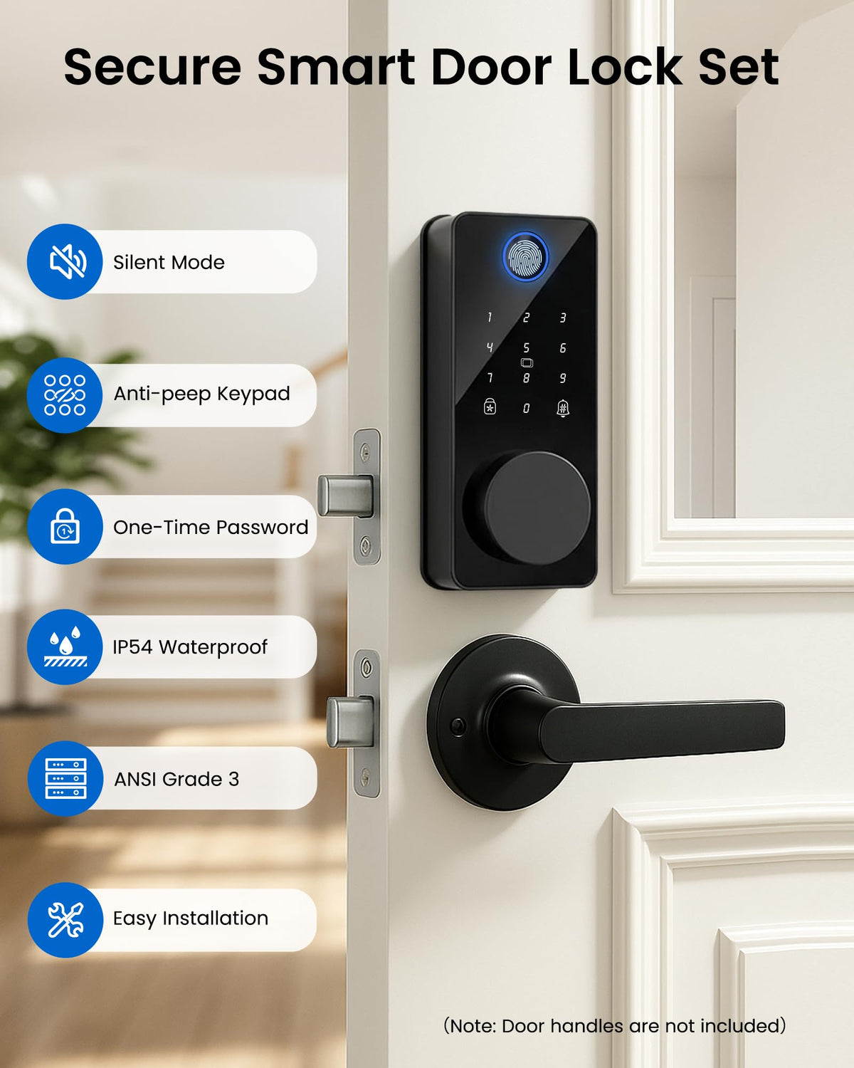 Keyless Entry Door Lock, Fingerprint Smart Deadbolt Lock