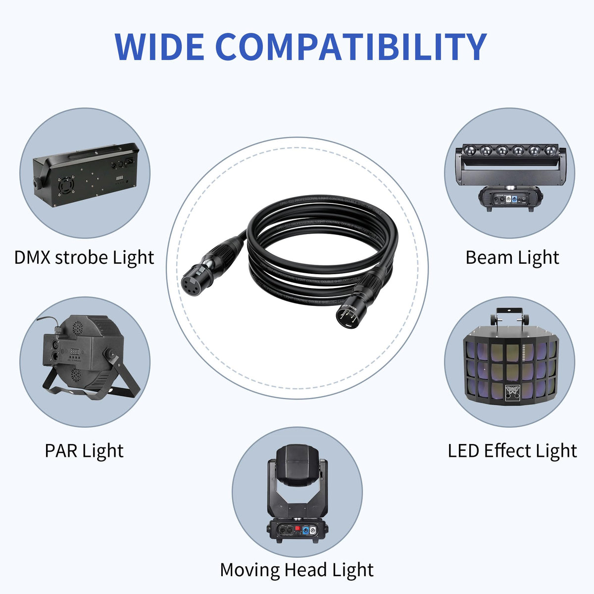 SMALL-EYE 5 Pin DMX Cables 6 ft 1-Pack, 4-Core Male to Female