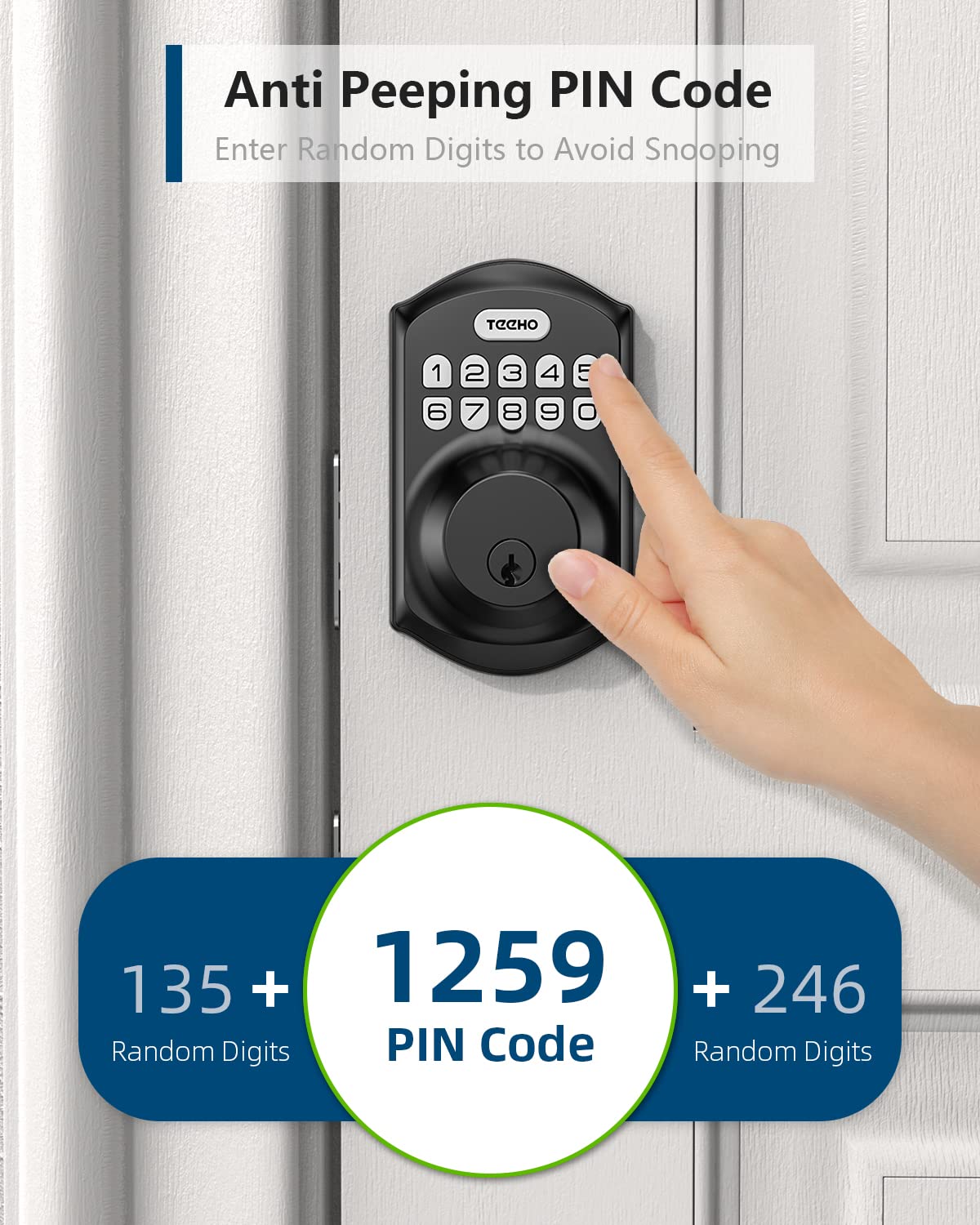 TEEHO TE001 Keyless Entry Deadbolt with Keypad for Front Door, Matte Black