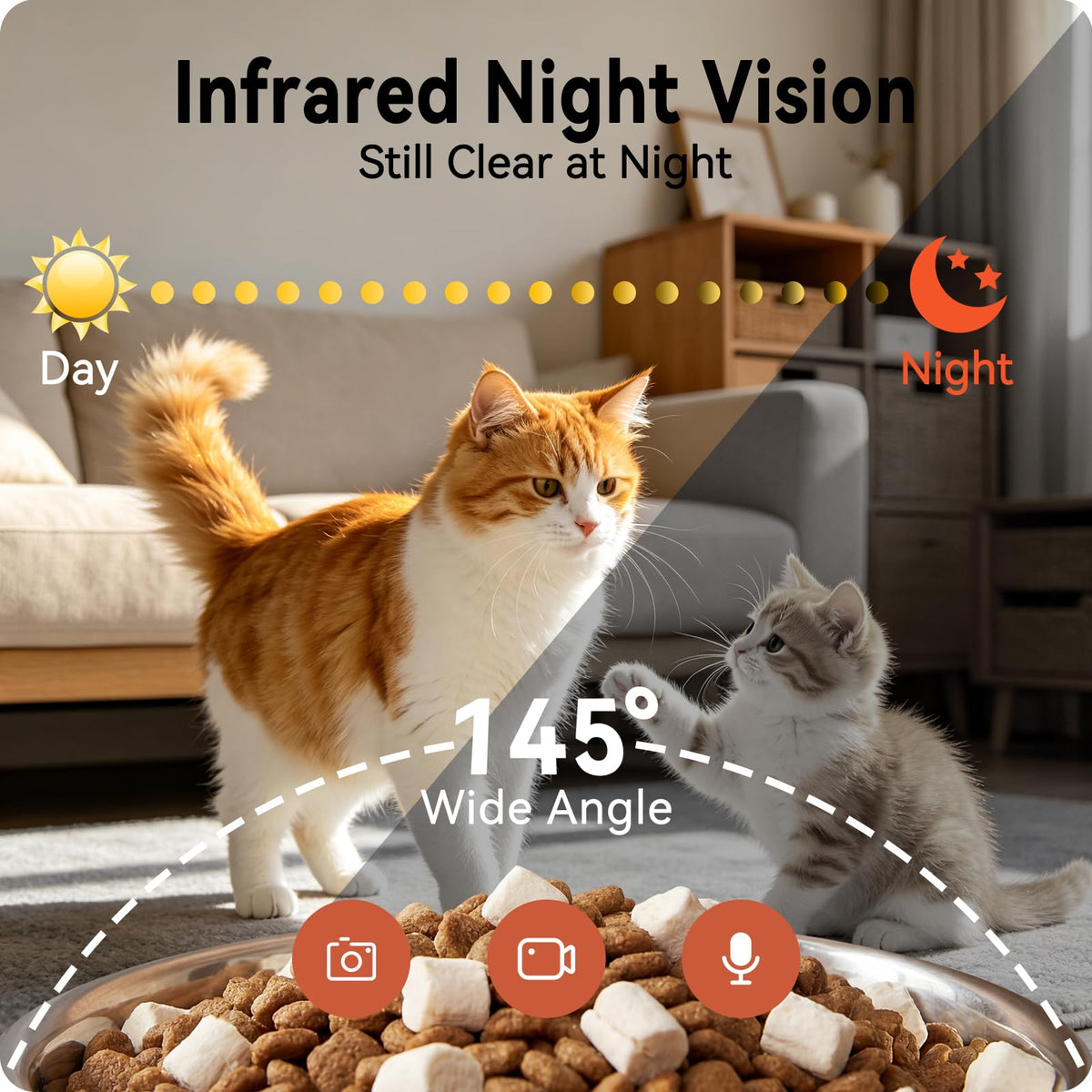 Centvicam Automatic Cat Feeder with 2K Camera: 5G WiFi Automatic Dog Feeder