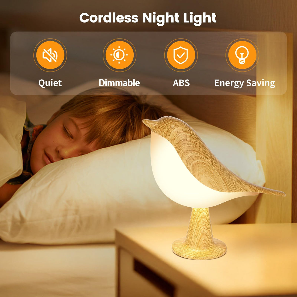 Haotao Small Cute Bird Table Lamp, Touch Night Light, Cordless Bedside Lamps, Desk Lamp, 3-Way Dimmable USB Rechargeable Battery 2600mAh Nightstand Lamps for Bedroom, Bird Decor Gifts