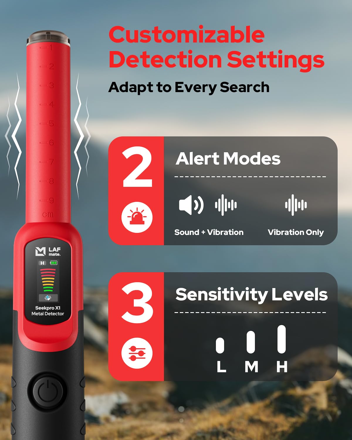 2-in-1 Metal Detector Pinpointer with Digging Shovel, LAFMATE Handheld Pin Pointer Wand with 360° Detection, IP68 Waterproof, 3 Sensitivity Levels & Dual Alert Modes, for Adults Kids Treasure Hunting