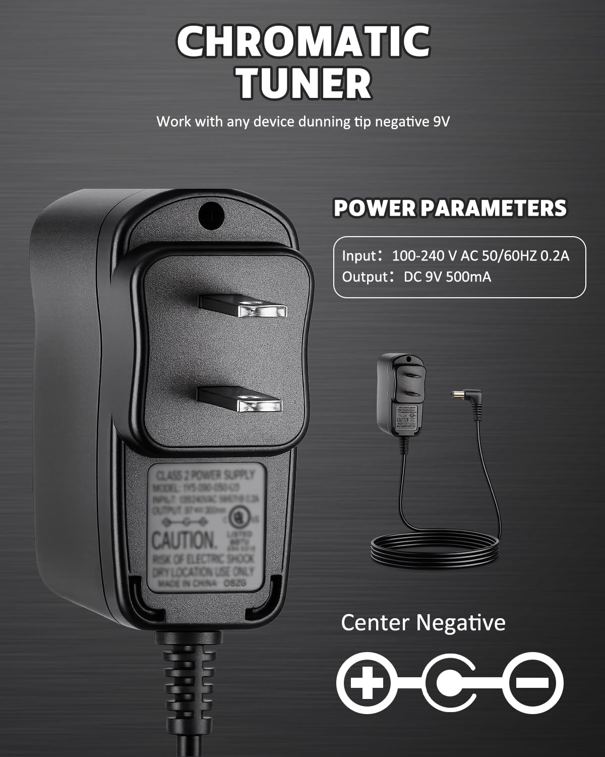 STRICH Tuner Pedal with a Power Supply, Compact with Large Color Screen - Precision Chromatic Drop Tuning, 430-450Hz A4, True Bypass for Electric Guitar & Bass, Silver