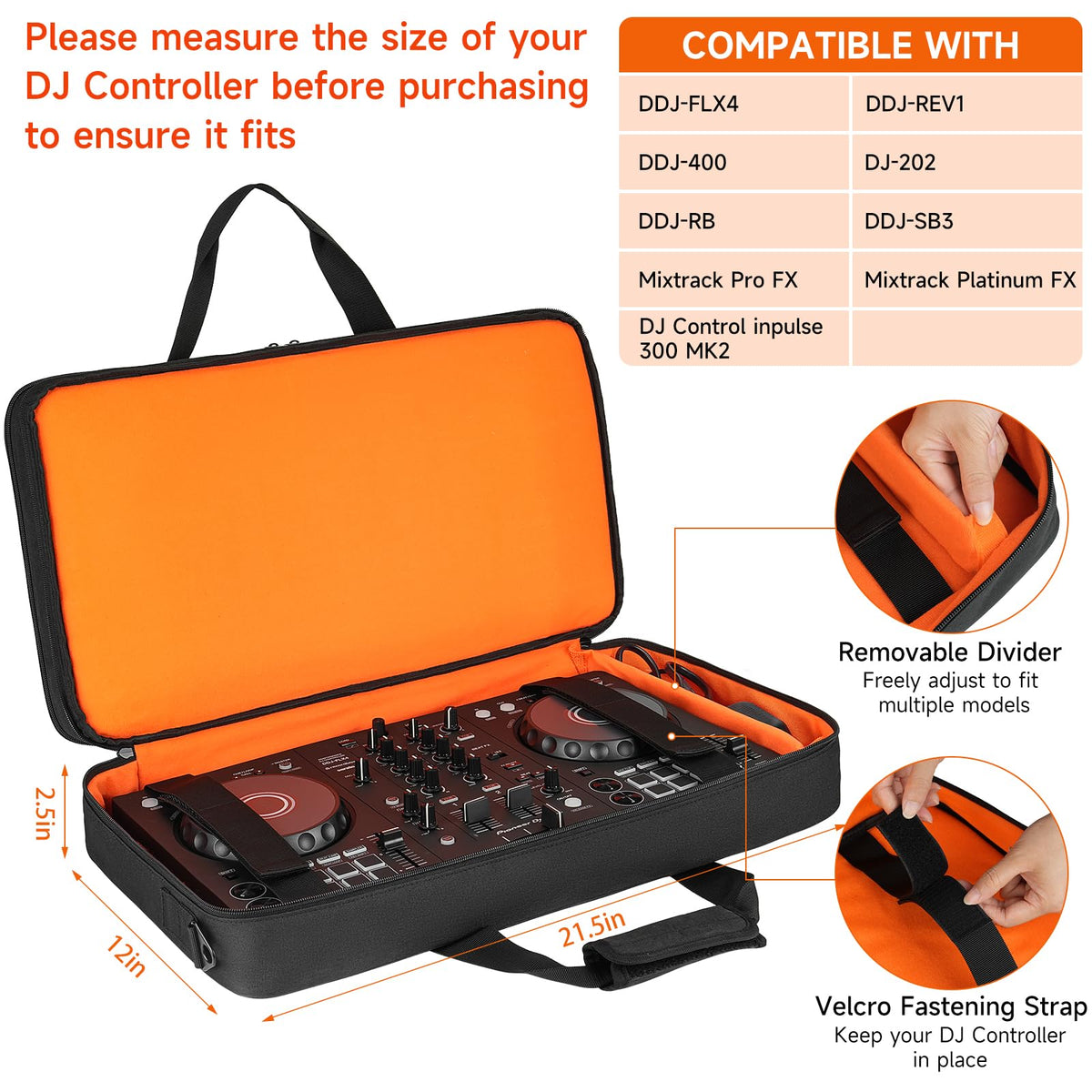 DJ Controller Case Fits for Pioneer DDJ-FLX4/Numark Mixtrack Platinum FX