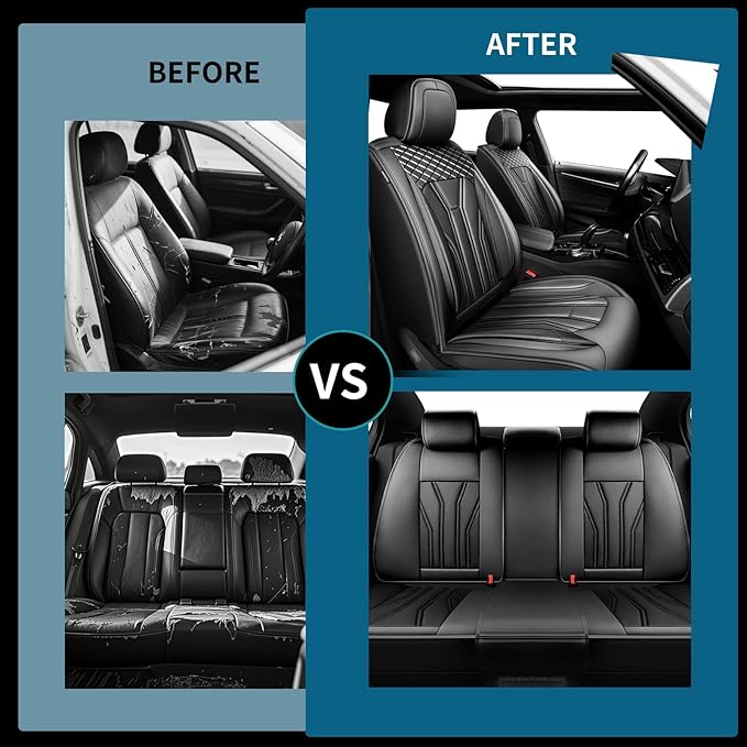 Fit Frontier Car Seat Covers Premium Leather for Nissan Frontier 2009-2025 2026. Waterproof， Breathable, Scratch-Resistant & All-Weather Seat Cushion Protector（Front Seat,All Black