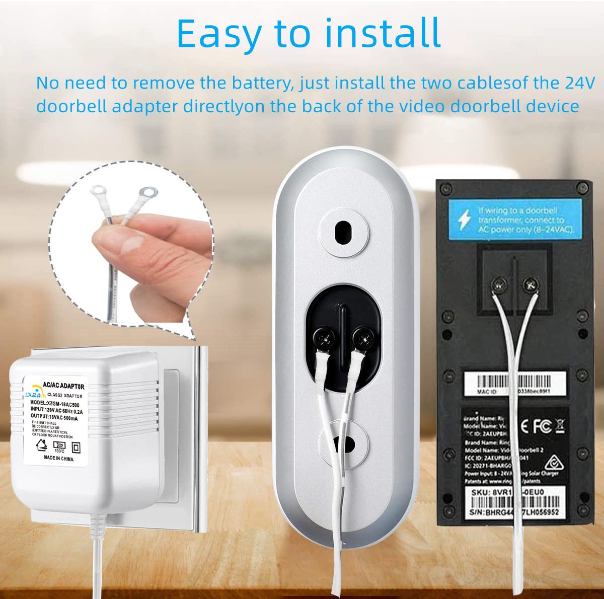 XZGm 18V 500mA Transformer for Ring Nest Eufy Wyze Arlo Video Doorbell