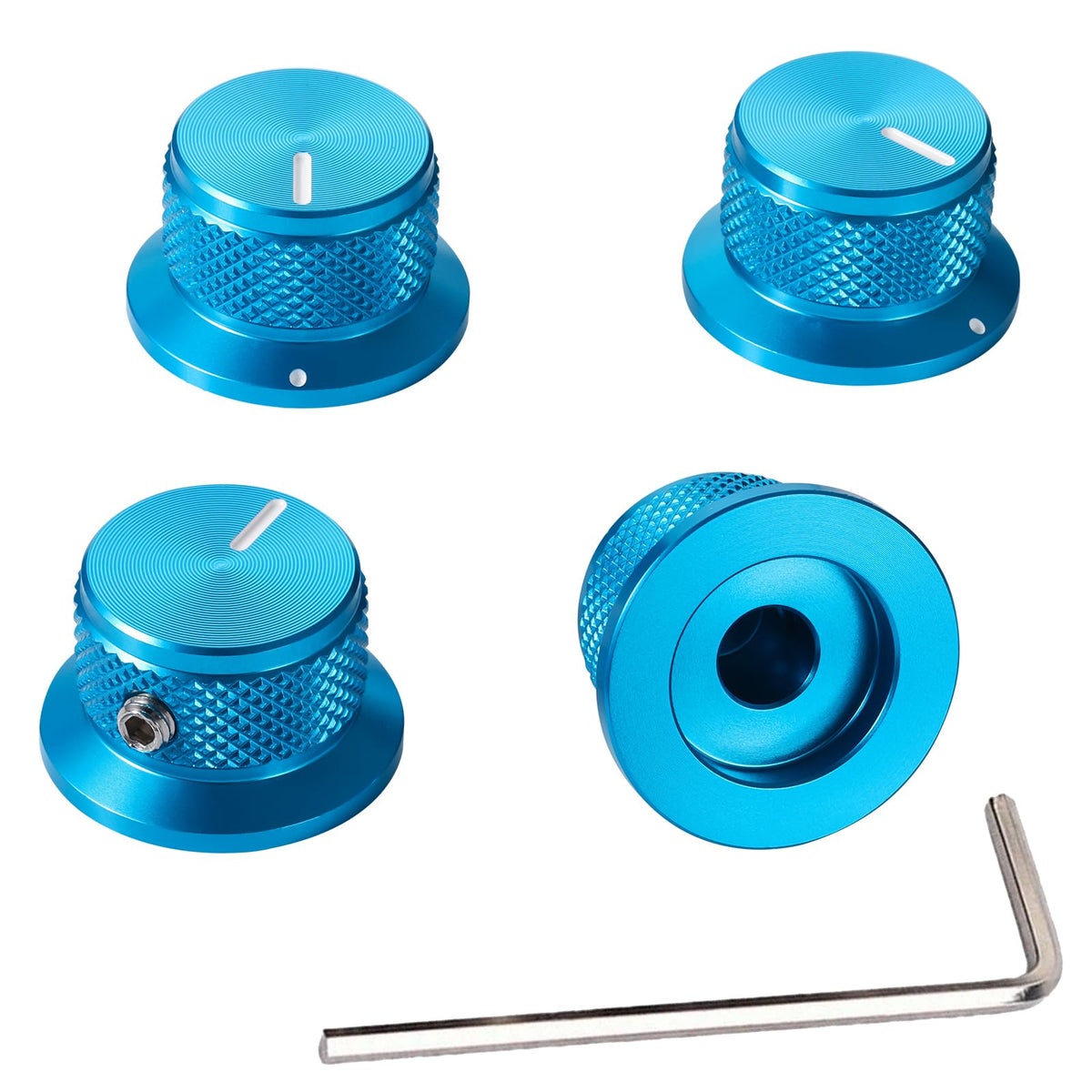 4Pcs Electric Guitar Knobs Blue Aluminium Volume Tone Speed Control Knob for Les PAU SG Stratocaster Telecaster Tele Guitar Parts (Blue)