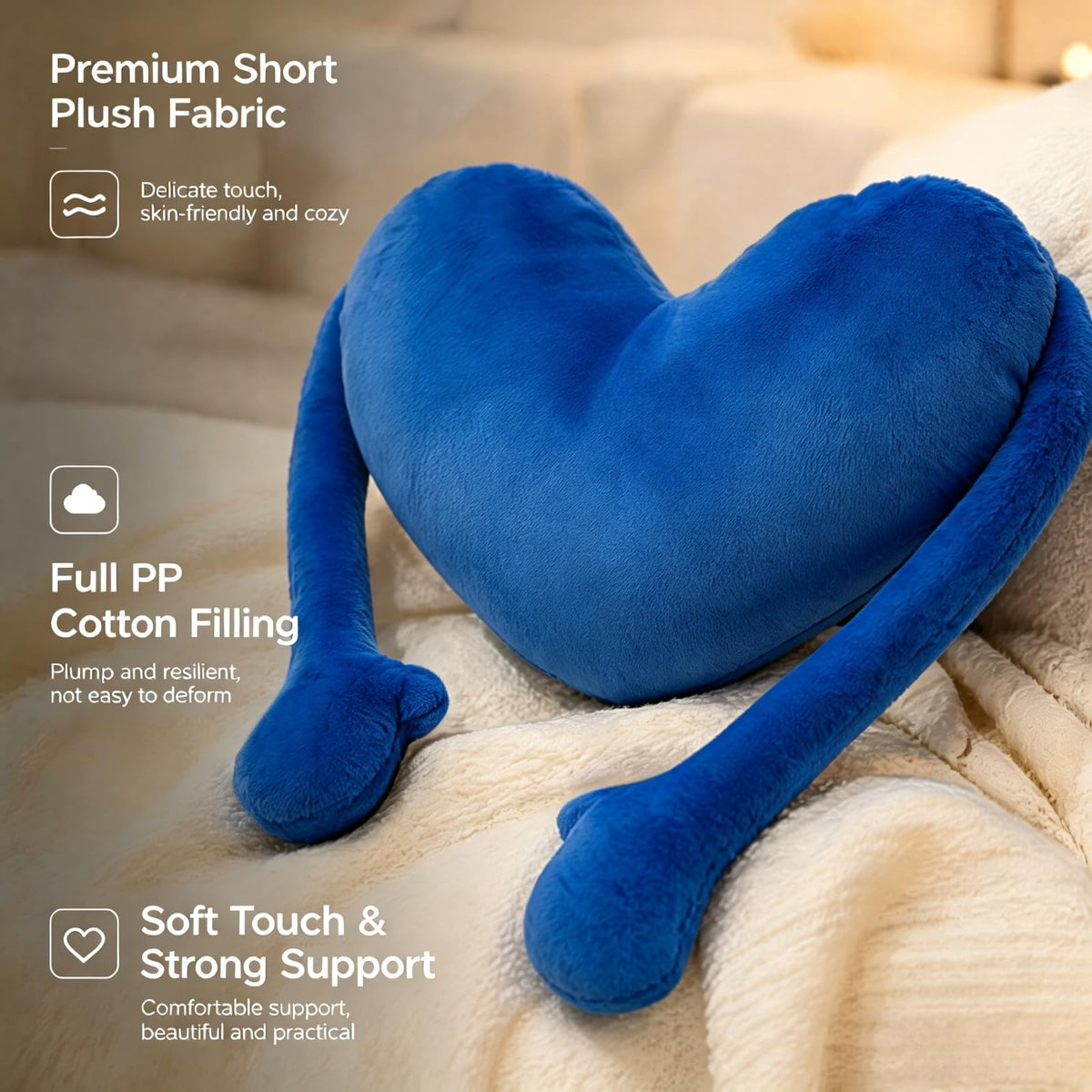 Annnd home 22 Inch Cute Heart Pillow,Decorative Throw Pillows for Bed Livingroom Home Decor,Aesthetic Soft Fluffy Cushion for Woman&Girls,Faux Rabbit Fur Lumbar Throw Pillow
