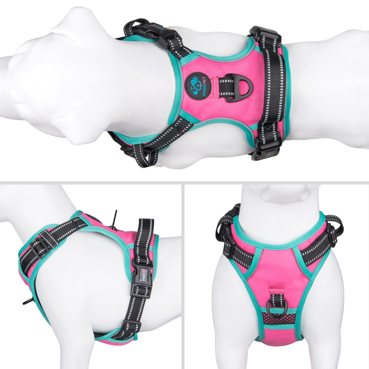 PHOEPET Upgraded No Pull Dog Harness, Reflective Adjustable Vest