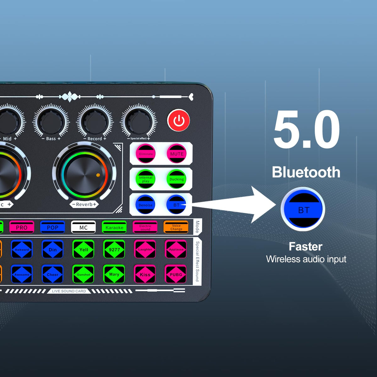 Bonkyo Professional Audio Mixer, F999 Live Sound Card With Dj Mixer For Streaming/Podcasting/Gaming, Professional Studio Equipment