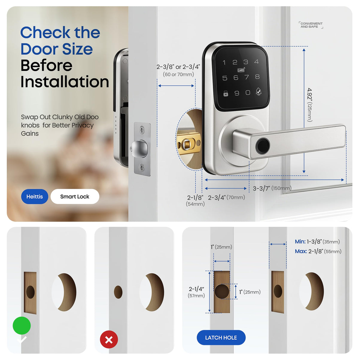 Keypad Smart Door Lock with Knob, Keyless Entry Digital Lock with Handle