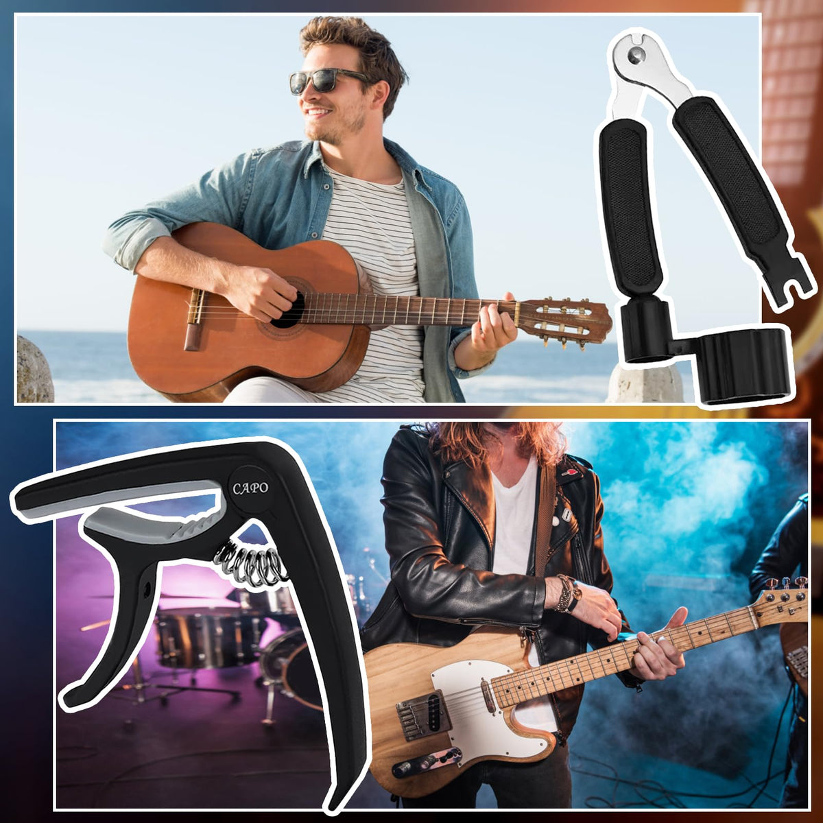 Benvo Ultimate Acoustic Guitar Accessory Kit | Must-Have Guitar Tools with Capo, Premium Strings, Picks, String Winder, Bone Nut & Saddle, Bridge Pins & Pin Puller