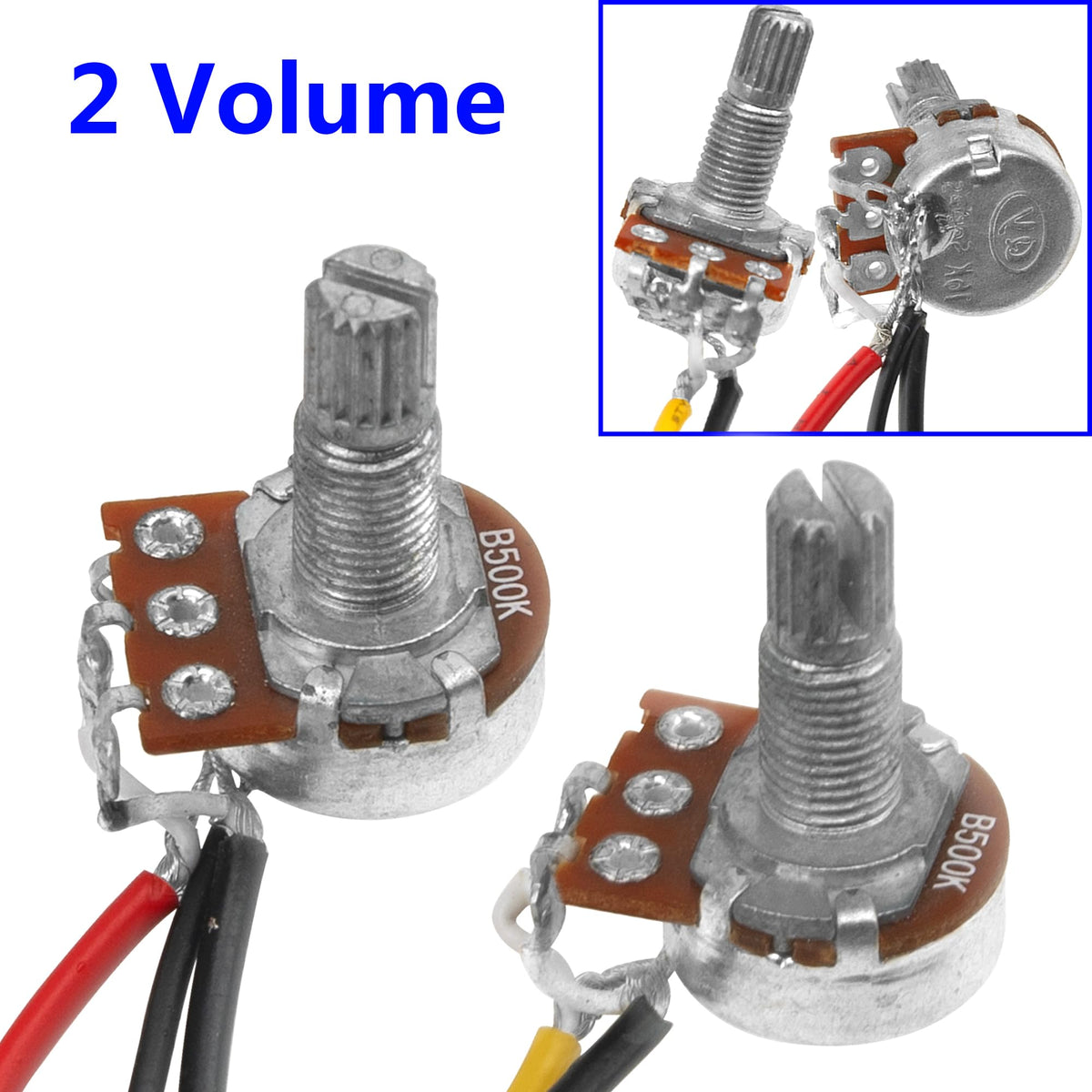 1Pcs Yootones Electric Guitar Wiring Harness Kit 2V2T, 2 Volume 2 Tone Prewired 500K Pots 3 Way Switch Socket Compatible with Les Paul LP Electric Guitar (White)