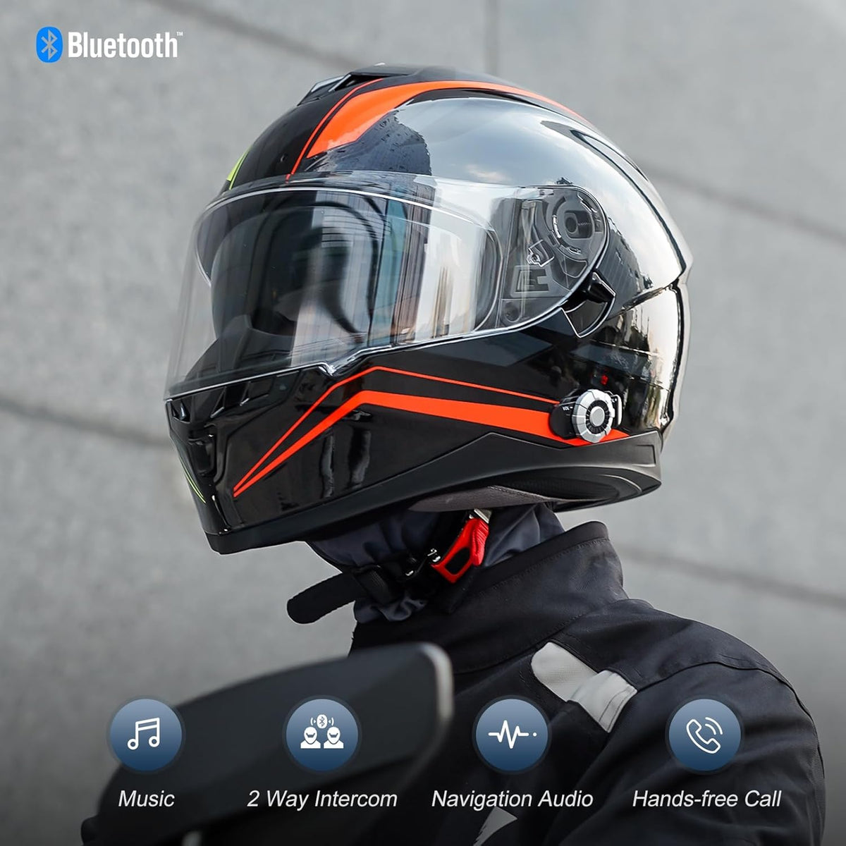 Full Face FreedConn Motorcycle Helmet Bluetooth 5.0 Integrated 2 Way Intercom DOT FMVSS-218 Rated Motorbike Helmet Communication with Dual Visor MP3 for Men Women New EPS