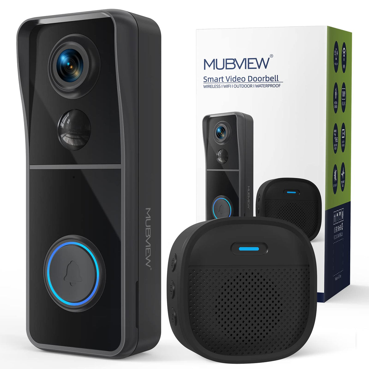 MUBVIEW Doorbell Camera Wireless with Chime,1080P Battery Video Doorbell