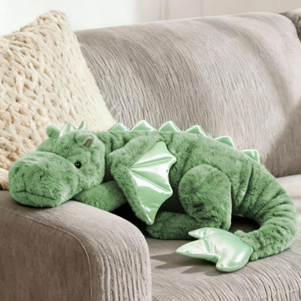 ARELUX Large 36in Cute Dragon Stuffed Animals Plush Toy,Soft Green Pterosaur Plushie Giant Fuzzy Dinosaur Pillow Plushies with Wings Cuddly for Friends Family Member