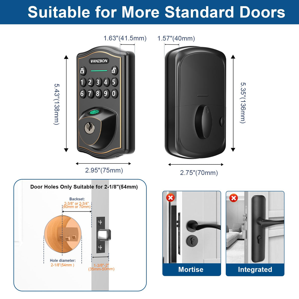 Keyless Entry Door Lock for Front Door,Smart Doorknob Keypad Deadbolt,ORB