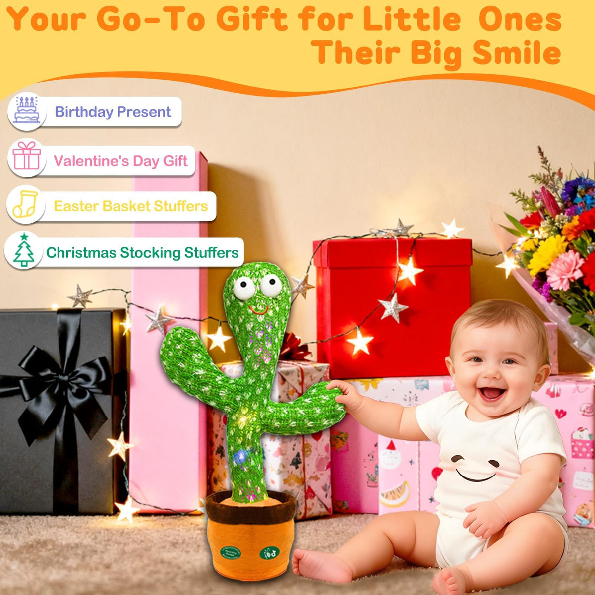 Hunfur Interactive Dancing Talking Cactus Toy, Repeat What You Say