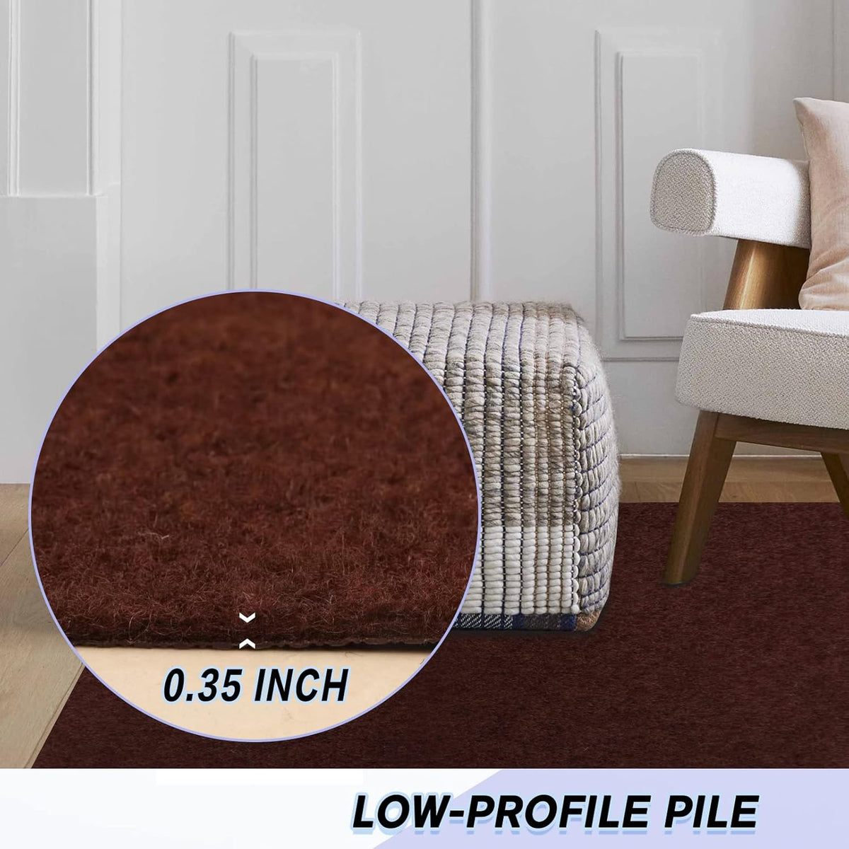 Custom Size Backed Non-Slip Area Rugs Runner, Easy Clean, Waterproof Runner Rugs for Hallway Entryway, Kitchen, Laundry, 2FT x 18FT, Brown