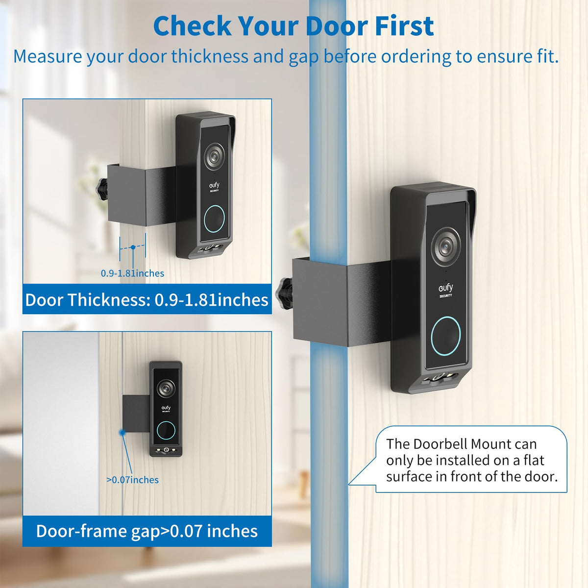 Eufy Doorbell Camera Mount, Anti-Theft Door Bell Kit for Eufy E340 Doorbell