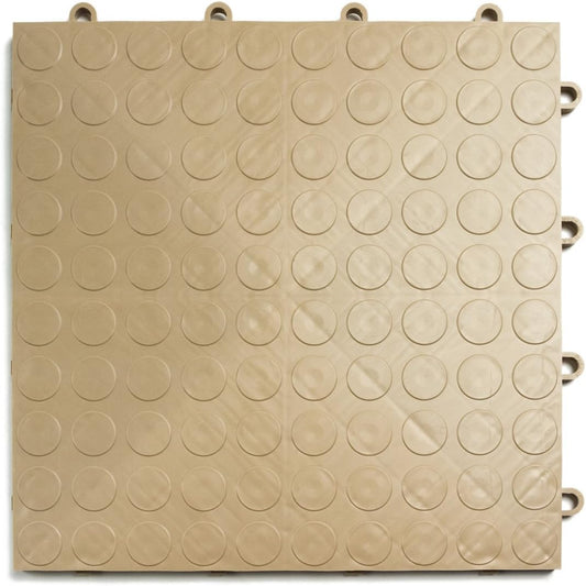 GarageDeck Coin Pattern, Durable Interlocking Modular Garage Flooring Tile (12 Pack), Beige