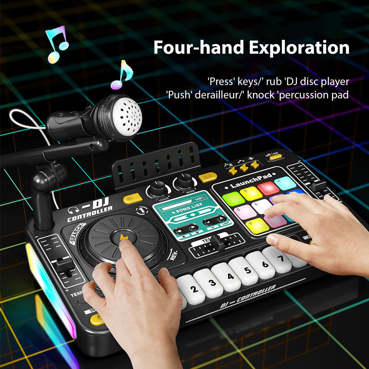 Btuty DJ Controller Mixer with BT 5.0 Microphone Light Effects