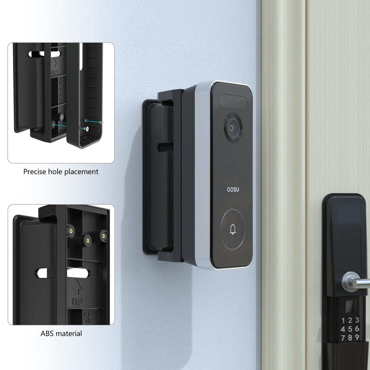 VOMENC Adjustable 0 to 90 Degree Left and Right Angle Mount Compatible with AOSU Video Doorbell Ultra (V8S1AX11)/Pro (V8P1AX11)/SE (V8E2CA11) Camera (Black)