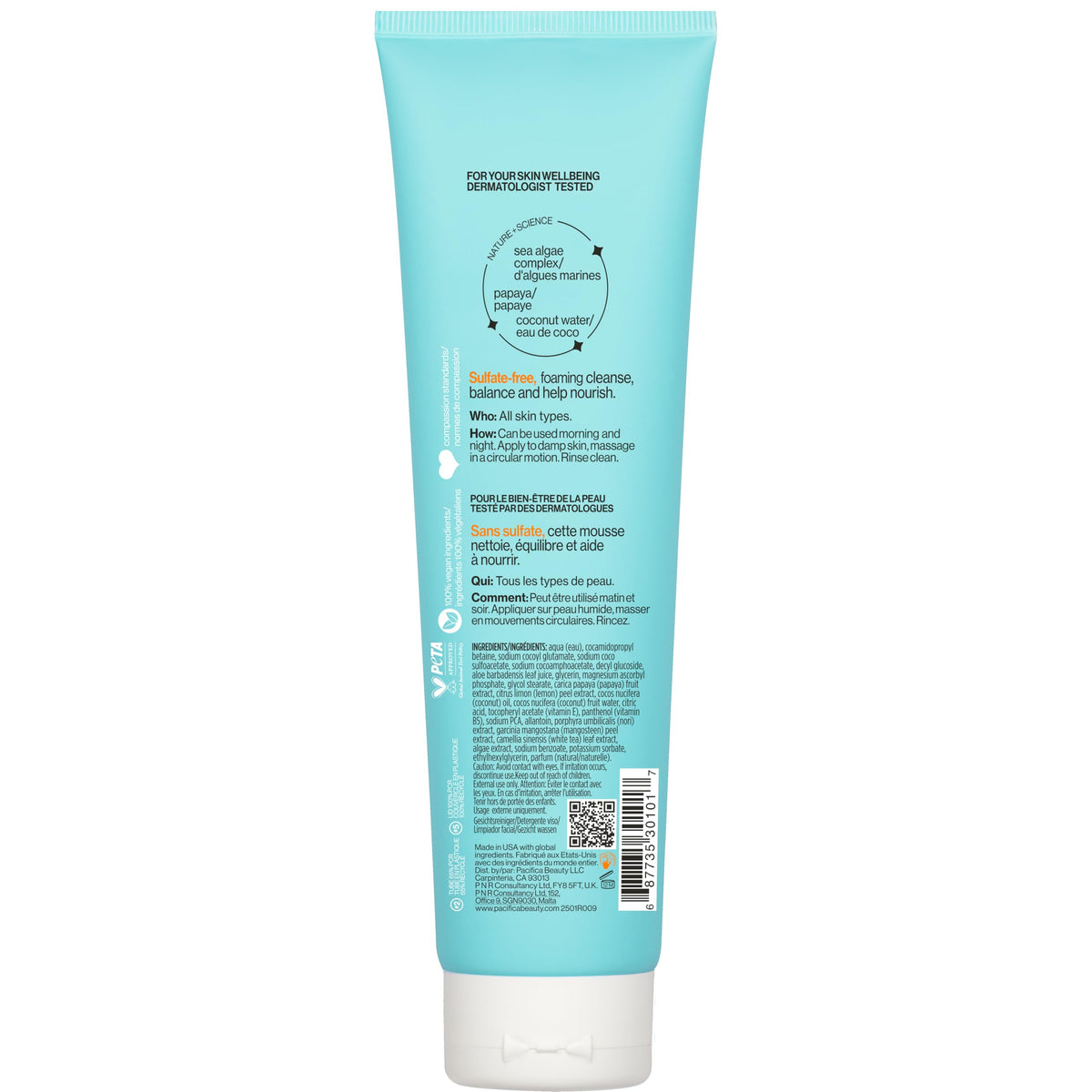 Pacifica Beauty Sea Foam Complete Face Wash Set, Skincare, Daily Gentle Facial Cleanser, Makeup Remover, Coconut Water, Sea Algae Complex, Sulfate & Paraben Free, Vegan, 5 fl oz (2 Pack)