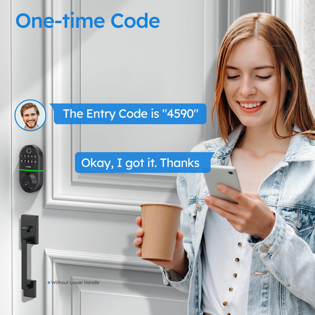 Yamiry Electronic Keypad Deadbolt, Fingerprint Door Lock,Keyless Entry Digital Lock for Front Door, Smart Deadbolt,Easy Installation