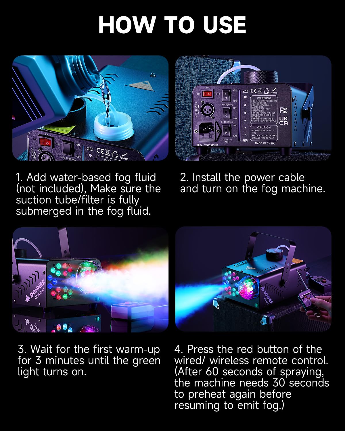 Fog Machine, Smoke Machine with Disco Ball Lights, 18 LED Beads & 13 Colors