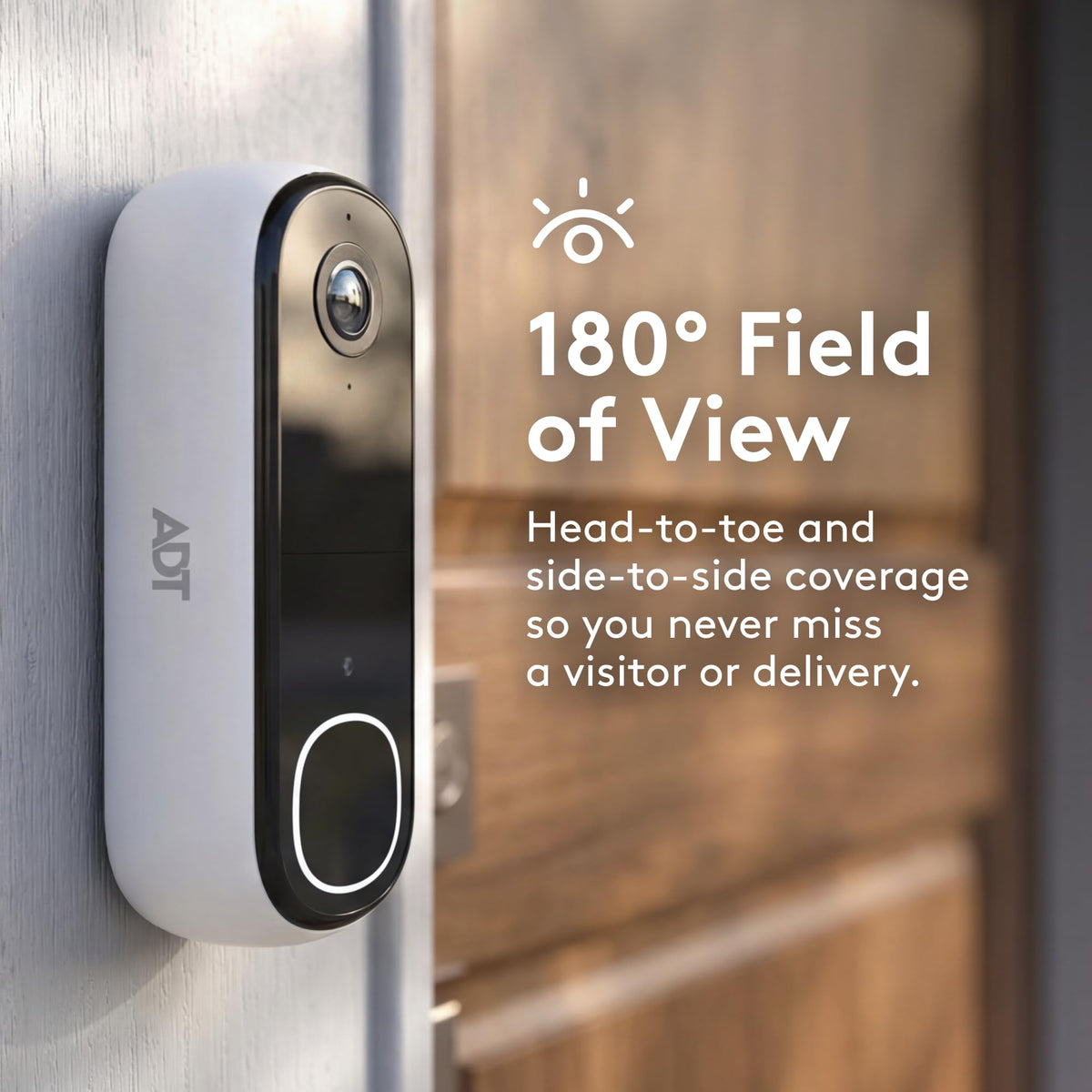 ADT Blu Video Doorbell Camera, 2K HDR, Wireless or Wired, Plan Required