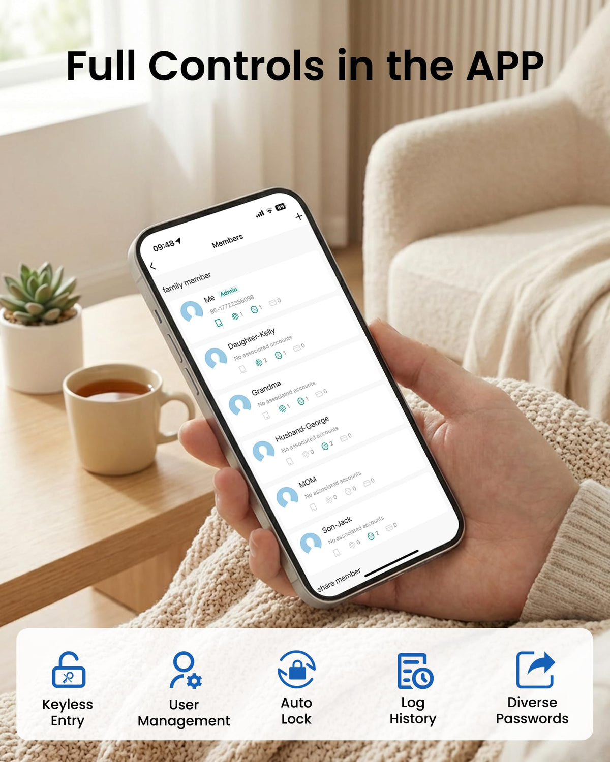 IBLOG Smart Deadbolt Lock, 5-in-1 Keyless Entry Door Lock App Control, Fingerprint Electronic Touchscreen Keypad, Auto Locking, IP54 Weatherproof, Easy Install Digital Deadbolt for Front Door