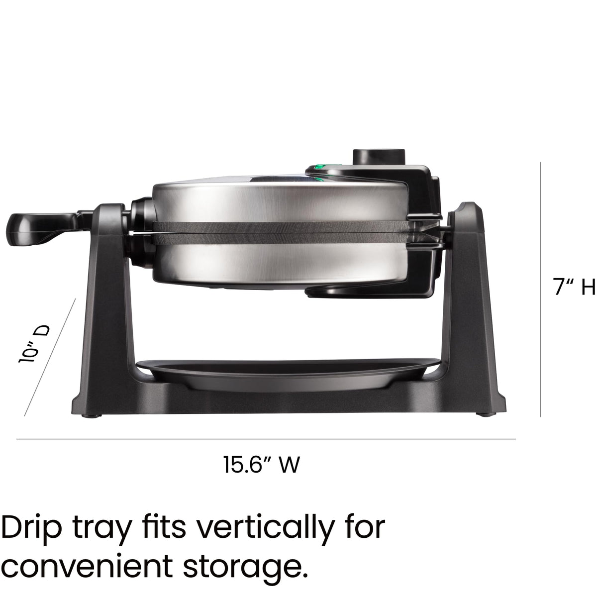 Chefman Rotating Belgian Waffle Maker, 180° Flip Iron w/ Non-Stick Plates, Adjustable Timer, Locking Lid, & Drip Plate, Space Saving Storage, Mess-Free Breakfast, Stainless Steel/Black