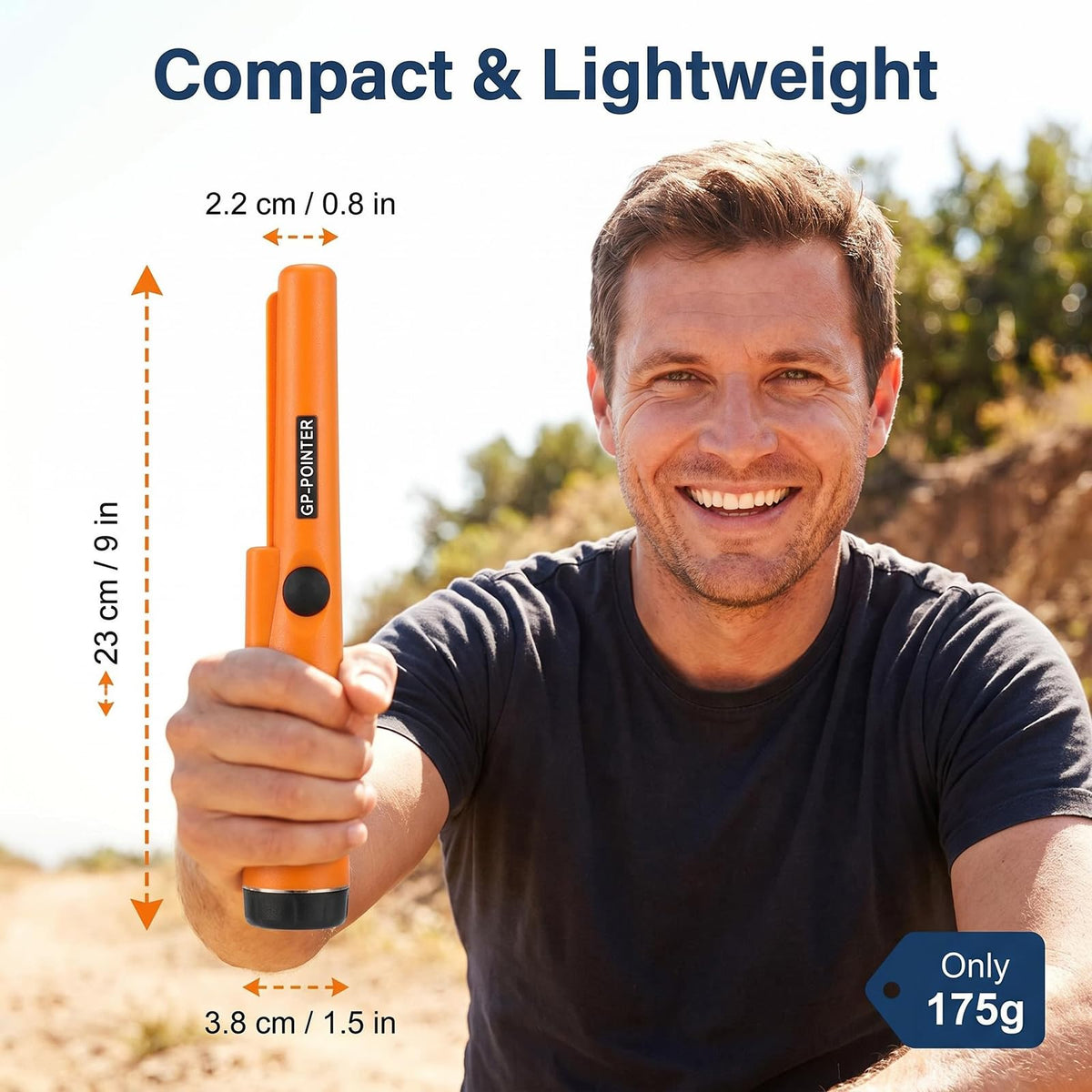 Handheld Metal Detector, Metal Detector Pinpointer Portable 360° Sensitivity Finder with LED Light, Audio & Vibration Alerts for Coin, Silver, Jewelry, Gold Discovery Sand/Lawn/Soil, Security Check