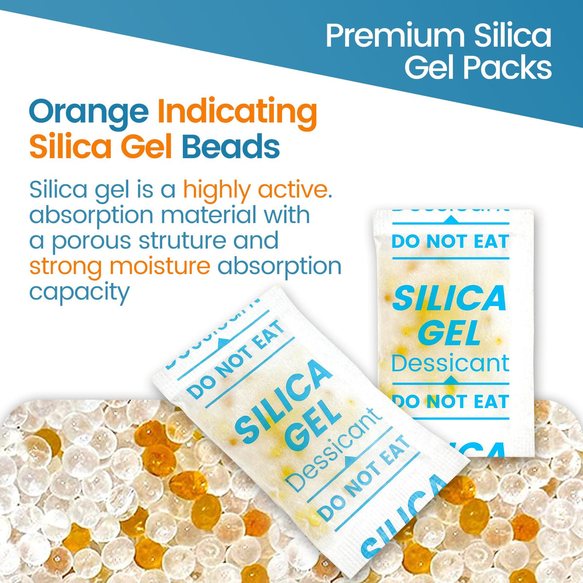 100PCS 5g Silica Gel Packets, Moisture Absorbers Desiccant Packs for Storage, Clothes, Shoes, Electronics, 3D Printer Filament, Jewelry, Spices, Safes, Tools