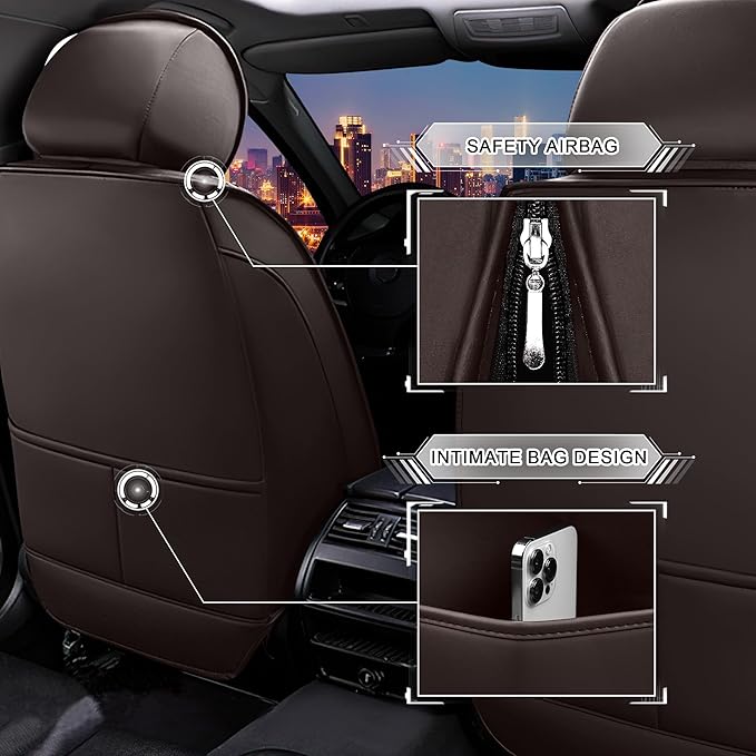 CTDS Car Seat Covers for Honda Accord 2000-2026, Stylish Sport Seat Cover, Premium Nappa Leather Car Seat Cover. Automobile Seat Covers Sets.(Standard 2 Seats/Coffee Color)
