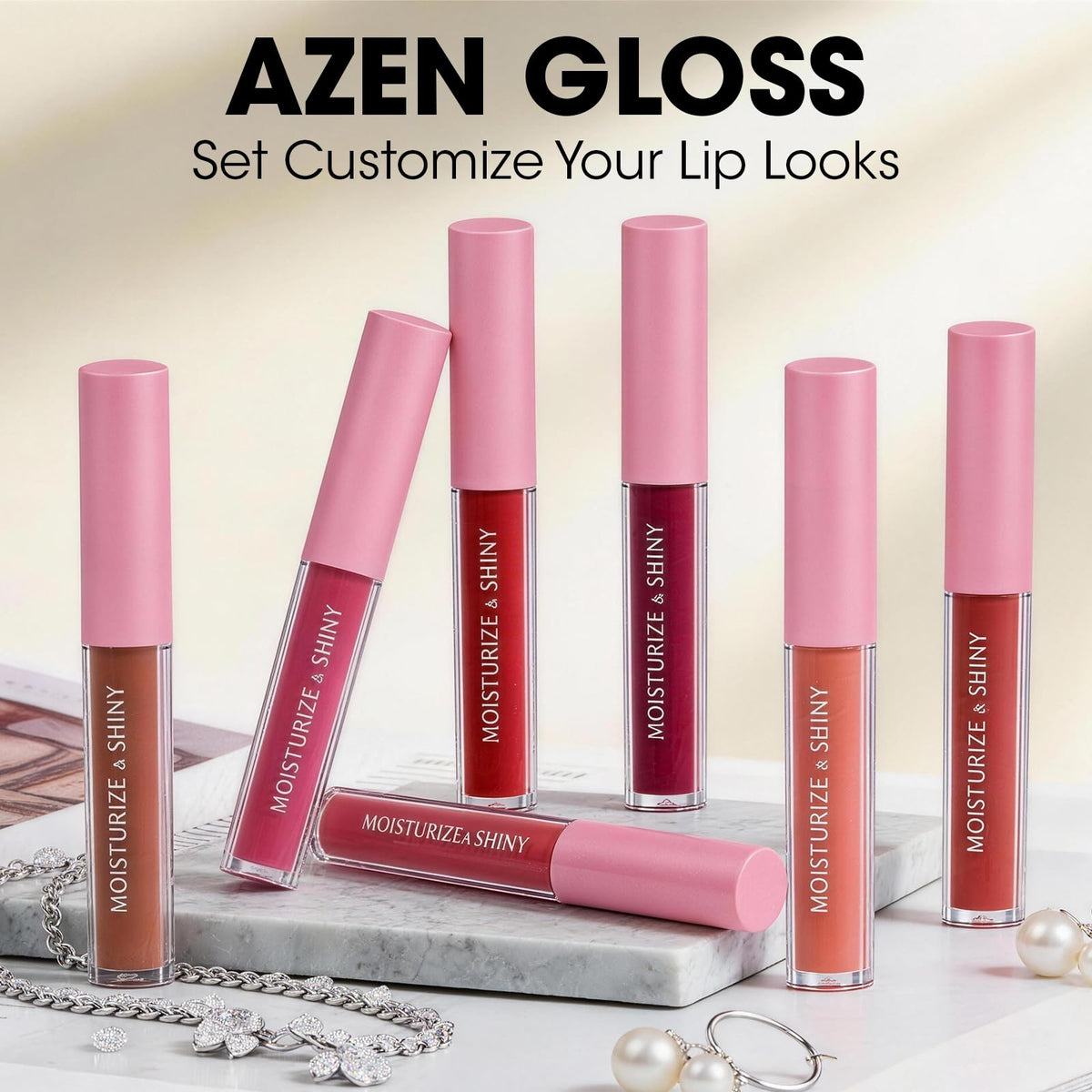 AZEN 30 Pack Lip Gloss Bulk Set, Shimmery Lip Gloss for Women and Girls With Rich Varied Colors