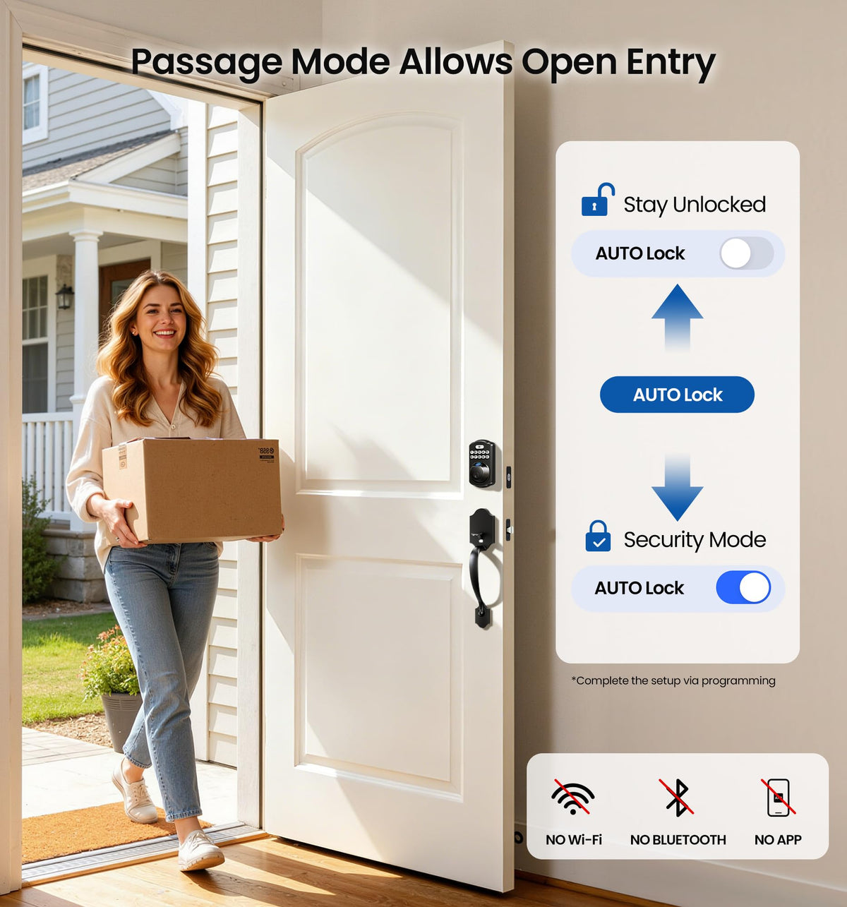 Veise KS02A Fingerprint Door Lock, Keypad Deadbolt, Matte Black