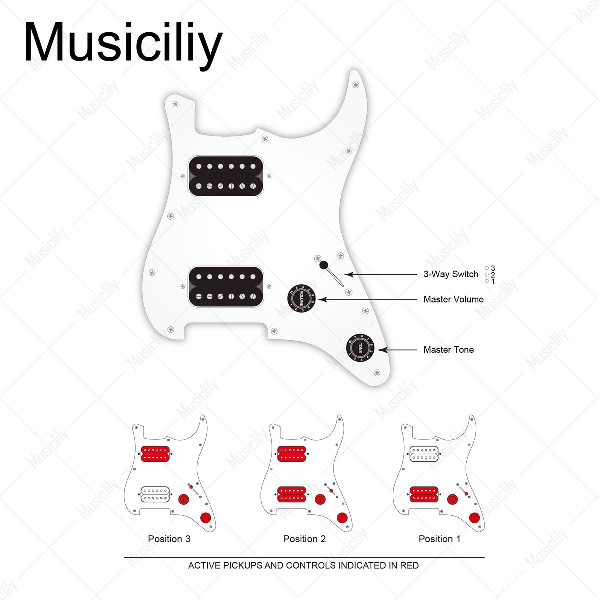 Musiclily Pro Electric Guitar DIY Wiring Kit Upgrade for Import Style ST HH
