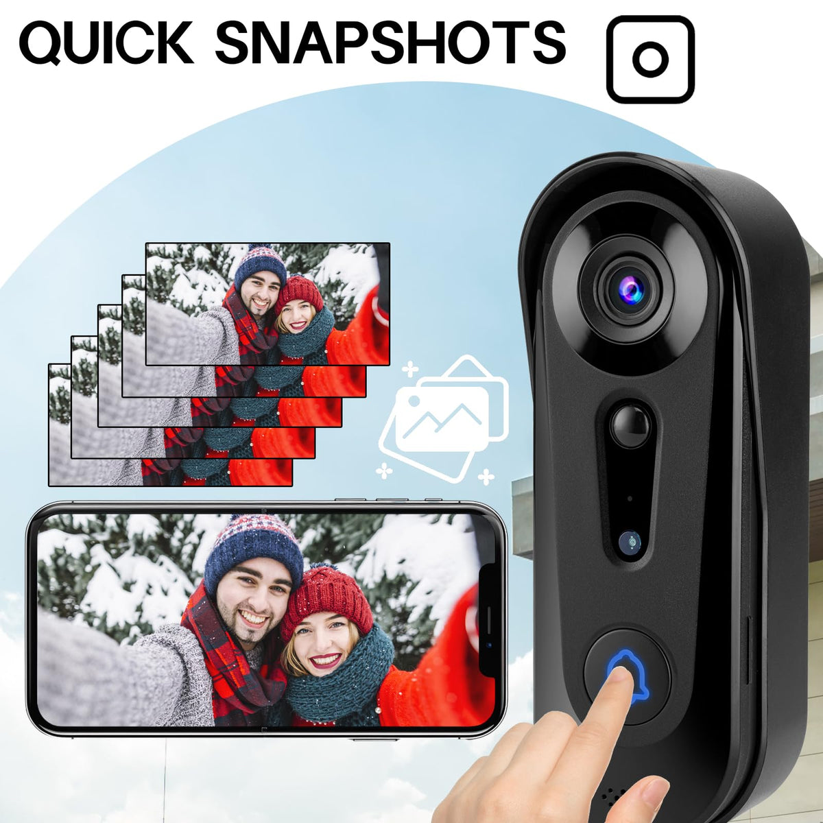 Eaula Videns Video Doorbell Camera Wireless & AI Detection - Night Vision, PIR Motion Alerts, Built-in Chime, IP65 Weatherproof, Cloud Storage (J3)