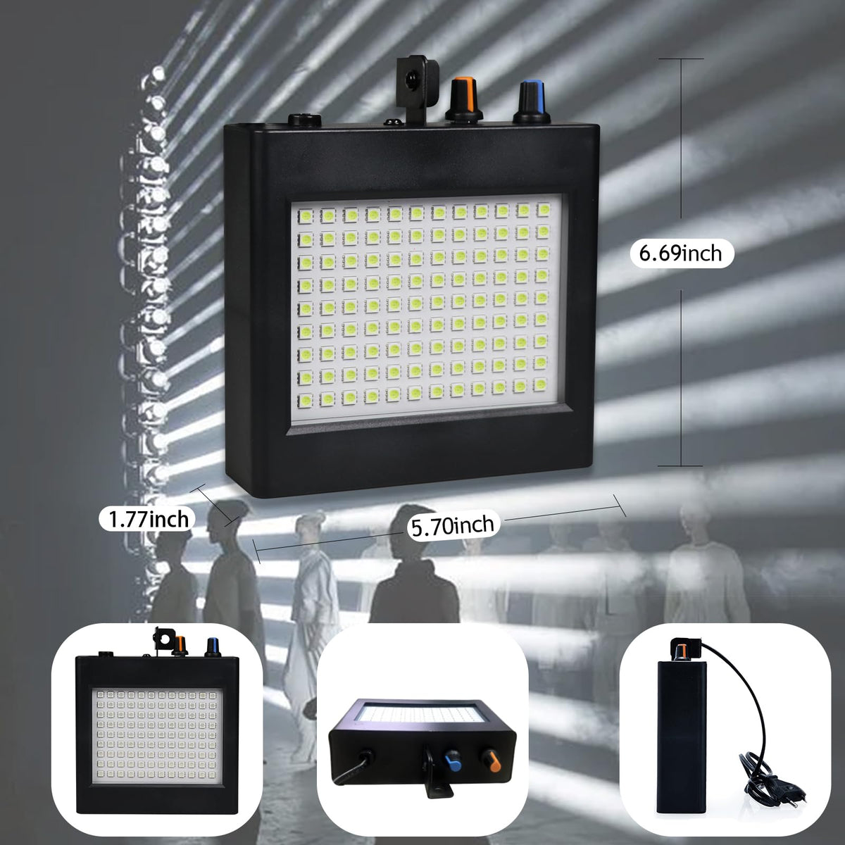 LED Stage Strobe Lights, 108 LED Super Bright Flash Strobe Lighting, Sound Control Auto Operation Strobe Speed Portable Control for DJ Christmas Party Show Club Disco Dance (White Without Remote)