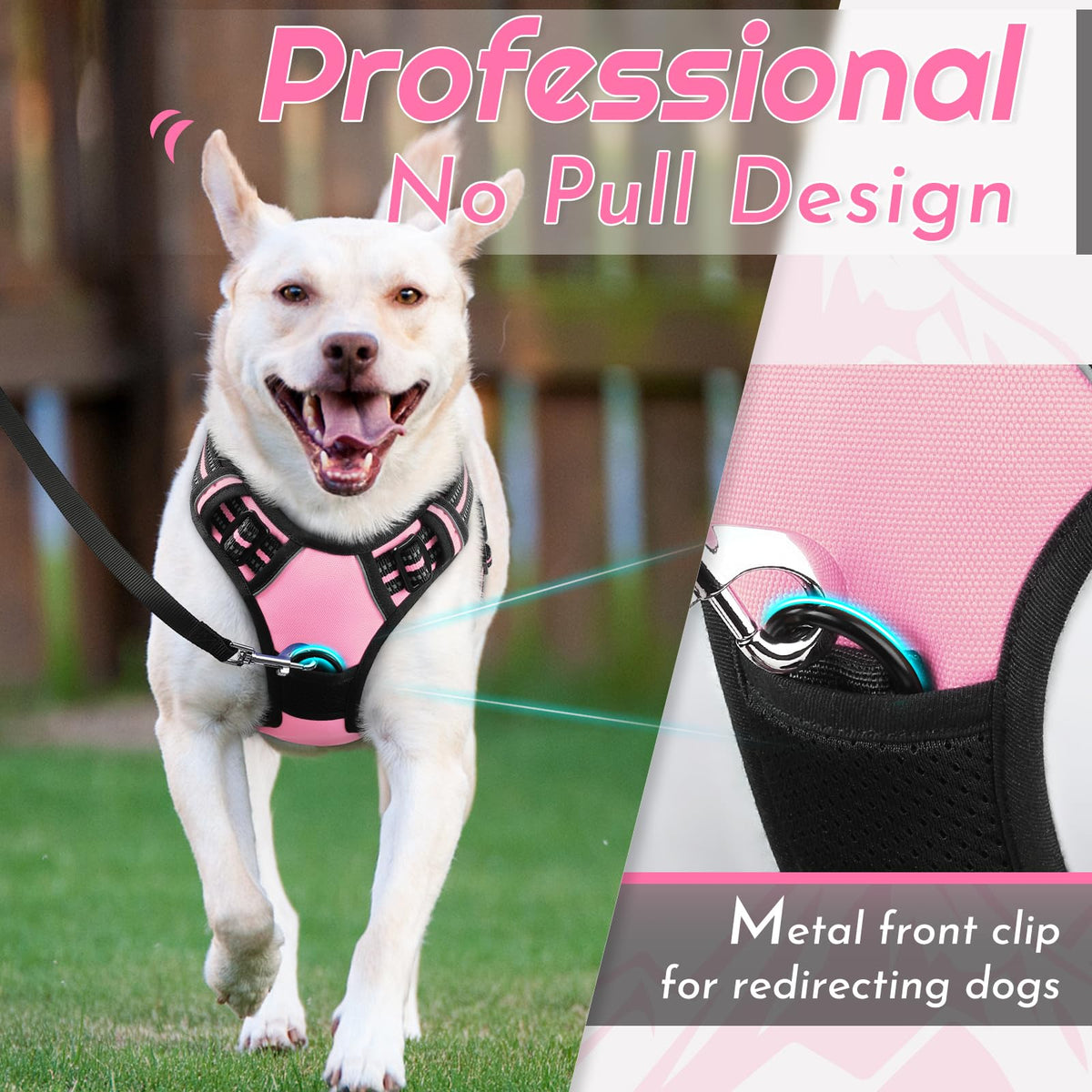 Eagloo Dog Harness for Large Dogs, No Pull Pet Vest with 2 Leash Clips