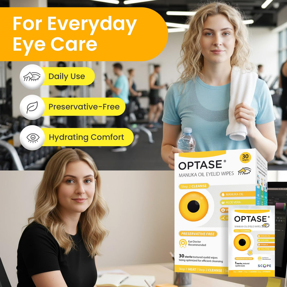 OPTASE Manuka Oil Eyelid Wipes, 30 Count – Eyelid Cleansing Wipes with Natural Manuka Oil – Preservative-Free Formula for Daily Hygiene and Eye Lid Comfort - Doctor Recommended Eye Lid Cleaning