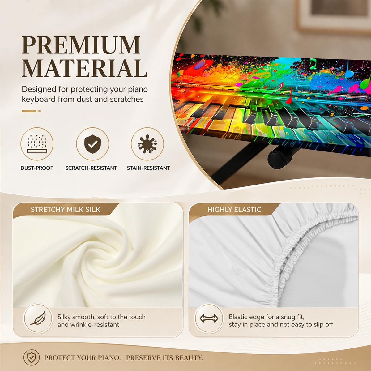 Nuxovilar Ink Splash Keyboard Cover Milk Silk 40x15.4 In