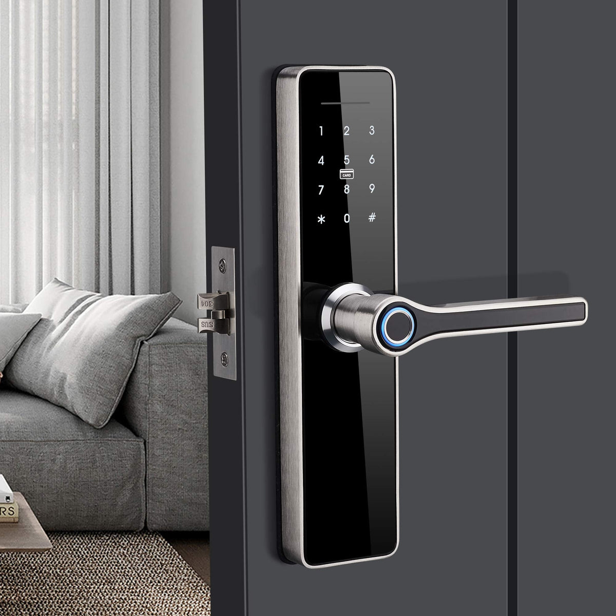 HAIFUAN 5800 Digital Door Lock, Made of Stainless Steel 304, Unlock with Fingerprint, Code, Card,Key, V2.0 (HFA5800-R)