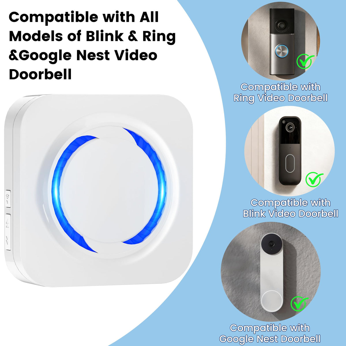 MISDUOCOCO Wireless Doorbell Chime Extender for Ring Blink Google Nest