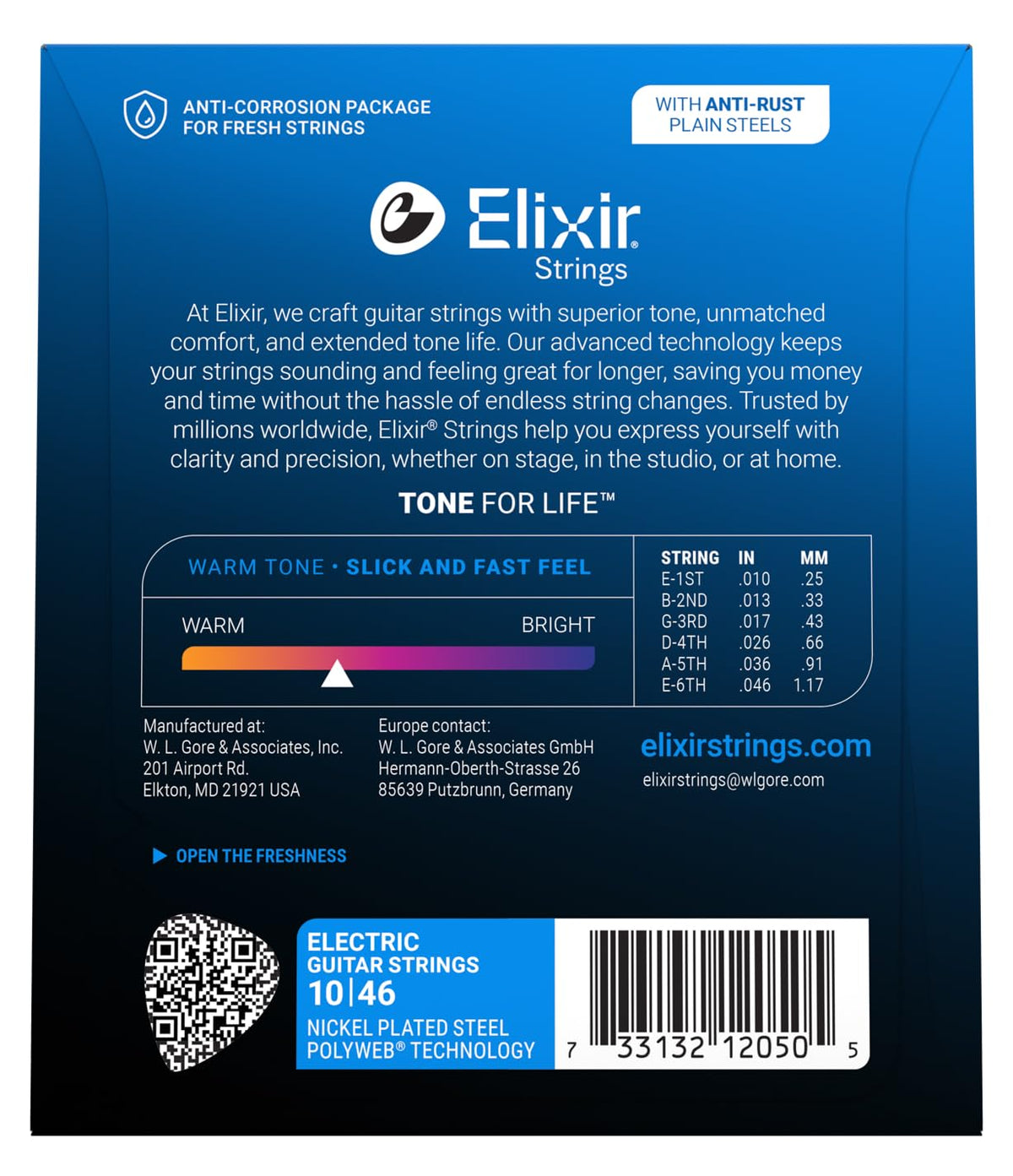 Elixir Electric Guitar Strings Nickel Plated Steel POLYWEB, 6-String, 10-46