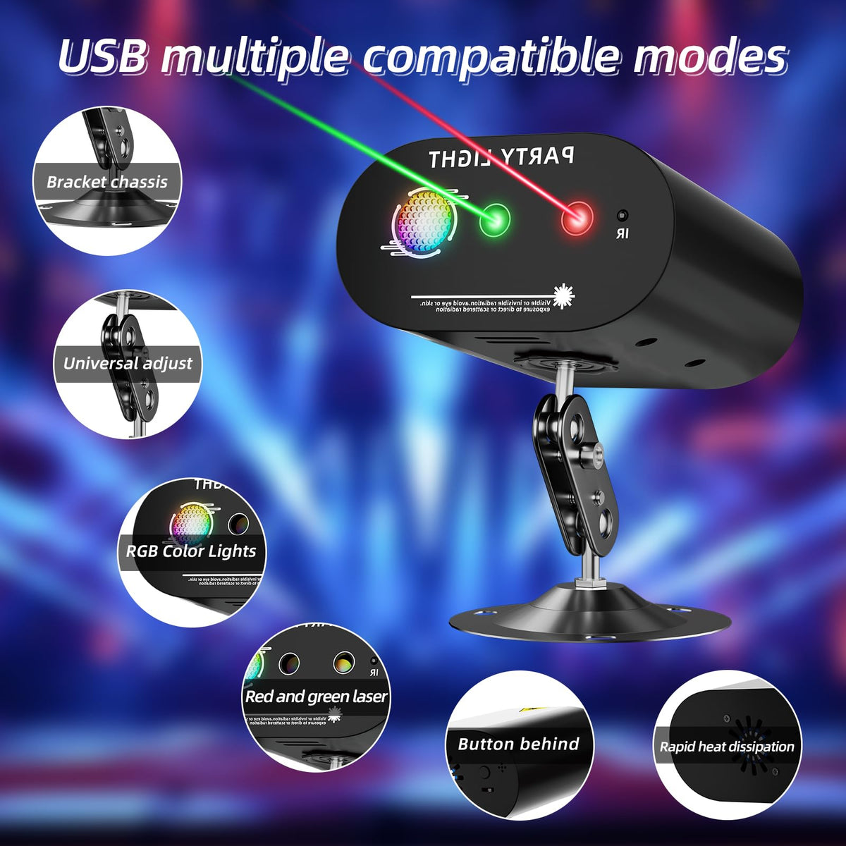 Yiixuyo - DJ Disco Ball Party Lights with Sound-Activated Remote