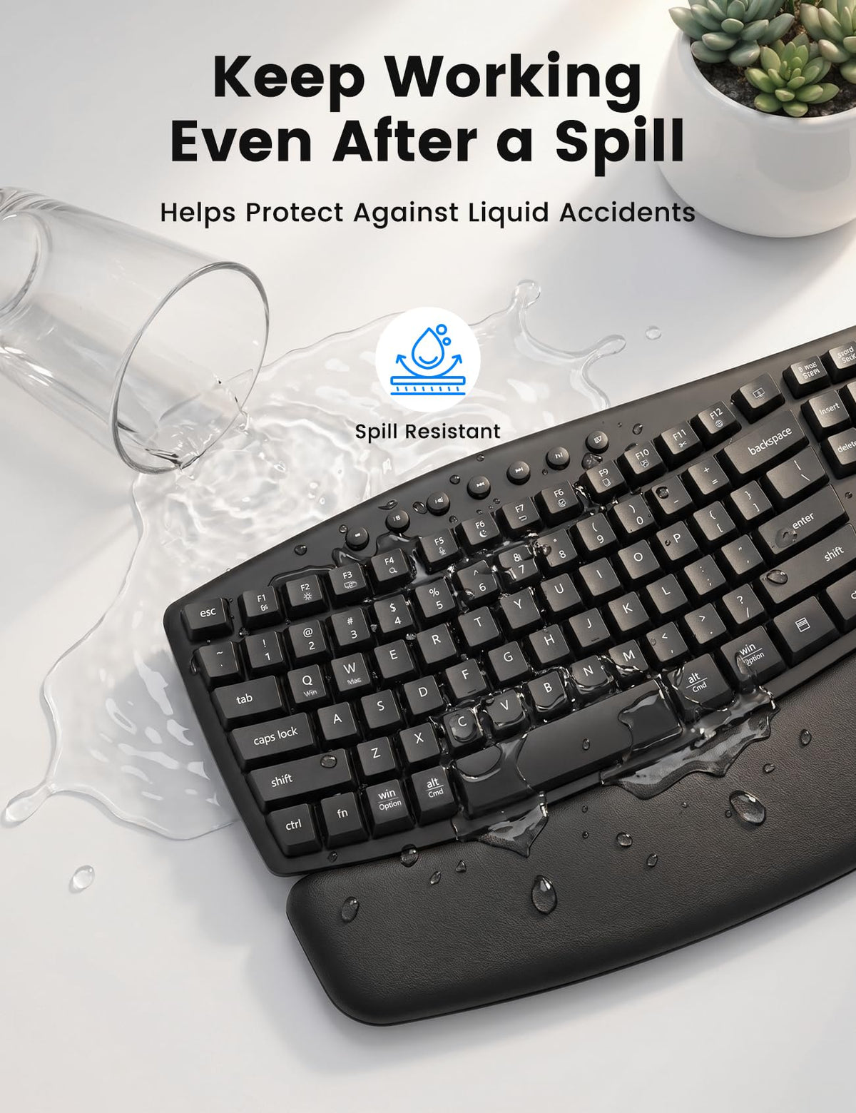 SABLUTE Wireless Keyboard and Mouse Combo, Ergonomic Wave, 30dB Quiet, MA41