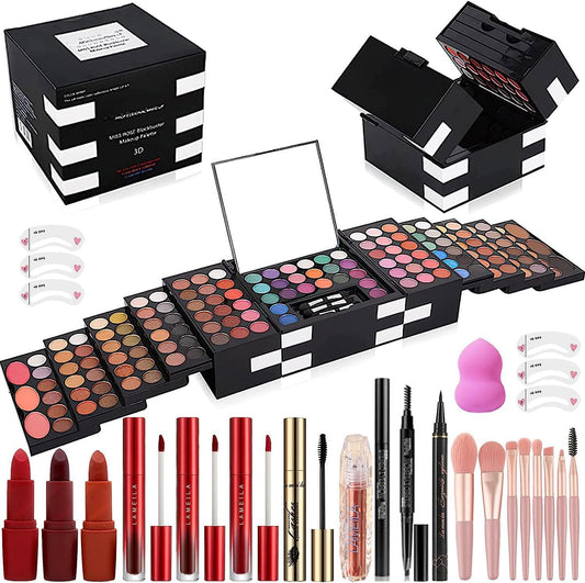 148 Colors Makeup Pallet,Professional Makeup Kit for Women Full Kit,All in One Makeup Sets for Women&Beginner,include Eyeshadow,Lipstick,Eyeliner,Concealer,makeup brush(045 Set-Black)